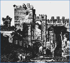 Stampa del '300 con dettaglio sulle mura di Cittadella